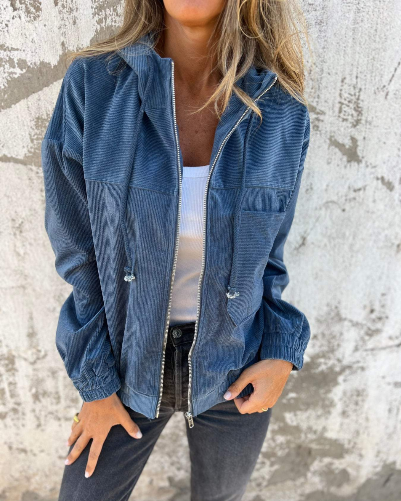 Brisa | Veste en velours capuche avec fermeture éclair
