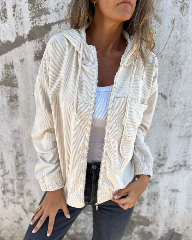 Brisa | Veste en velours capuche avec fermeture éclair