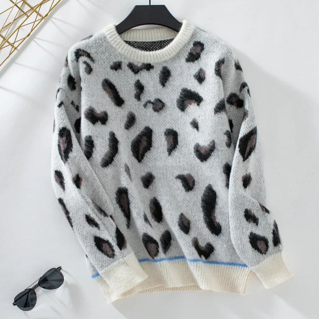 Victoria | Pull en laine jacquard à motif léopard