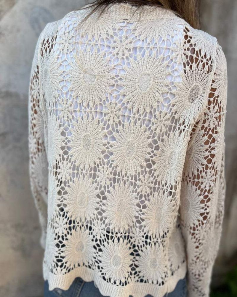 Nalie | Cardigan à boutons en dentelle au crochet