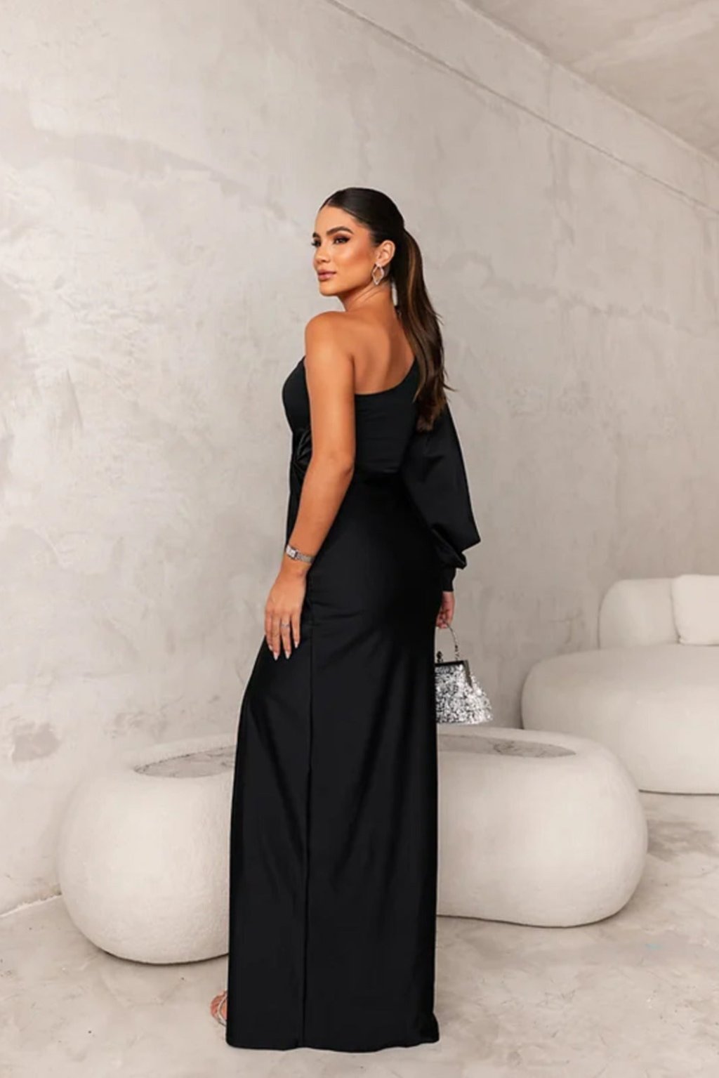 Araceli | Robe satinée à une manche