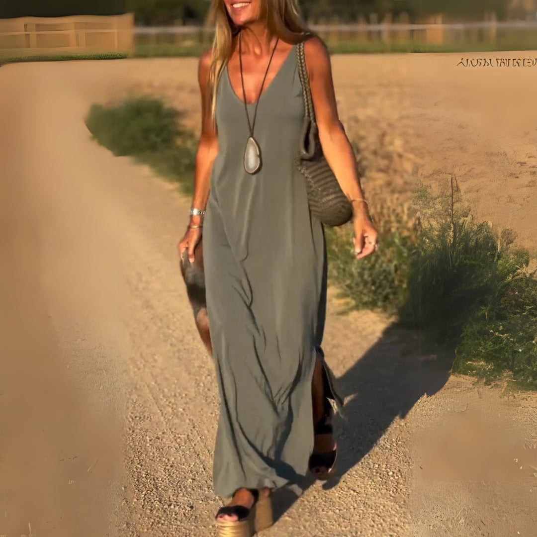 Sierra | Robe longue d'été avec décolleté en V
