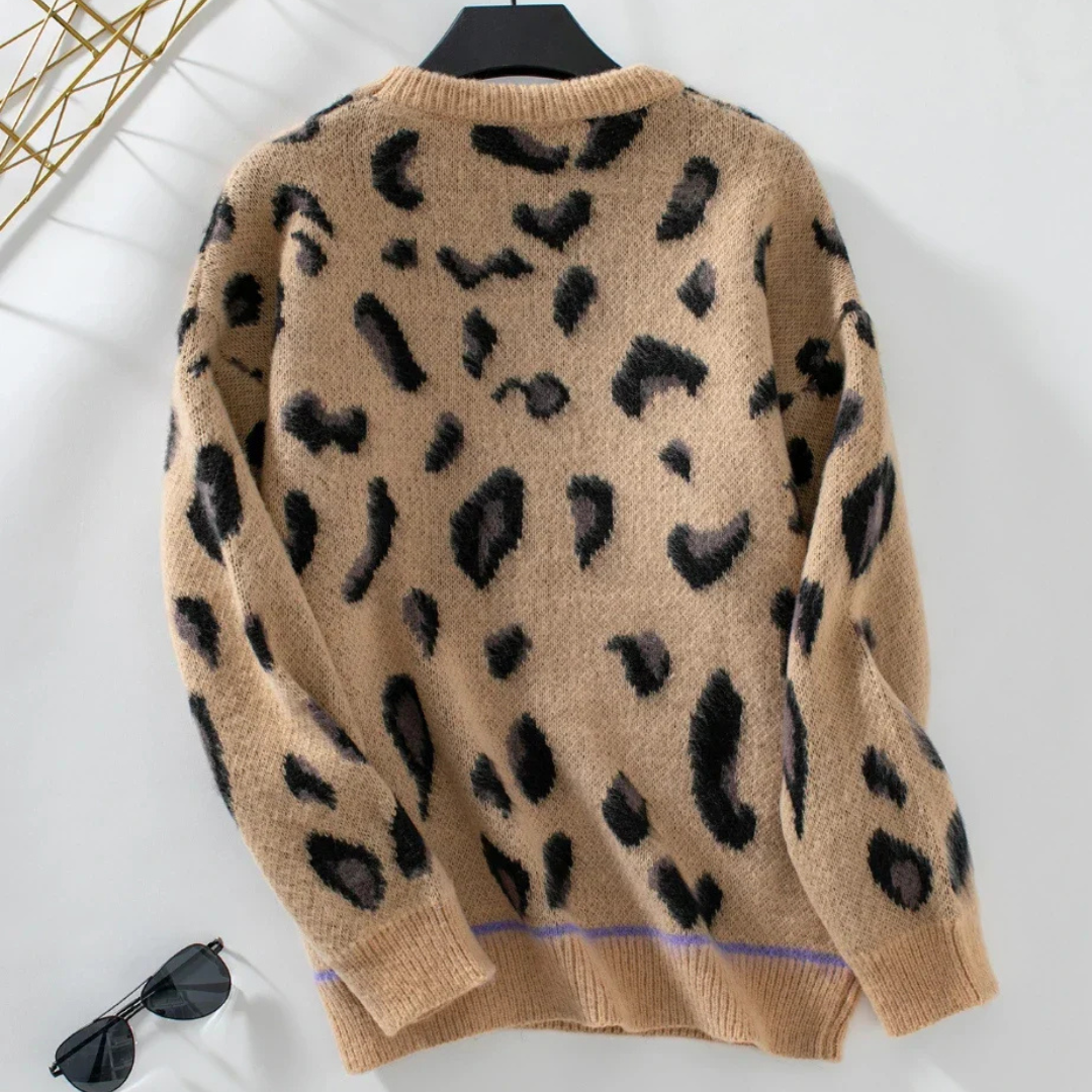 Victoria | Pull en laine jacquard à motif léopard