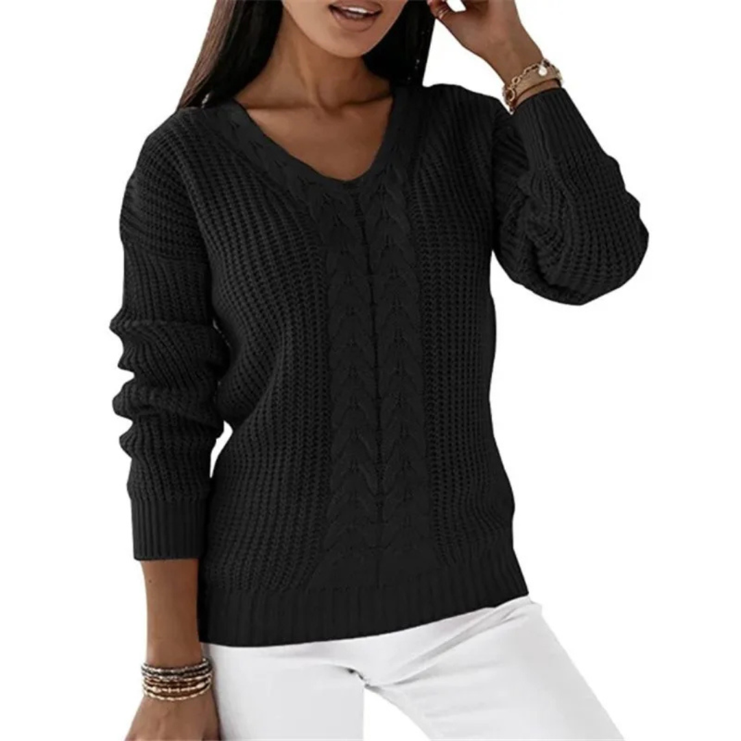 Noelia | Pull en maille vintage avec décolleté en V