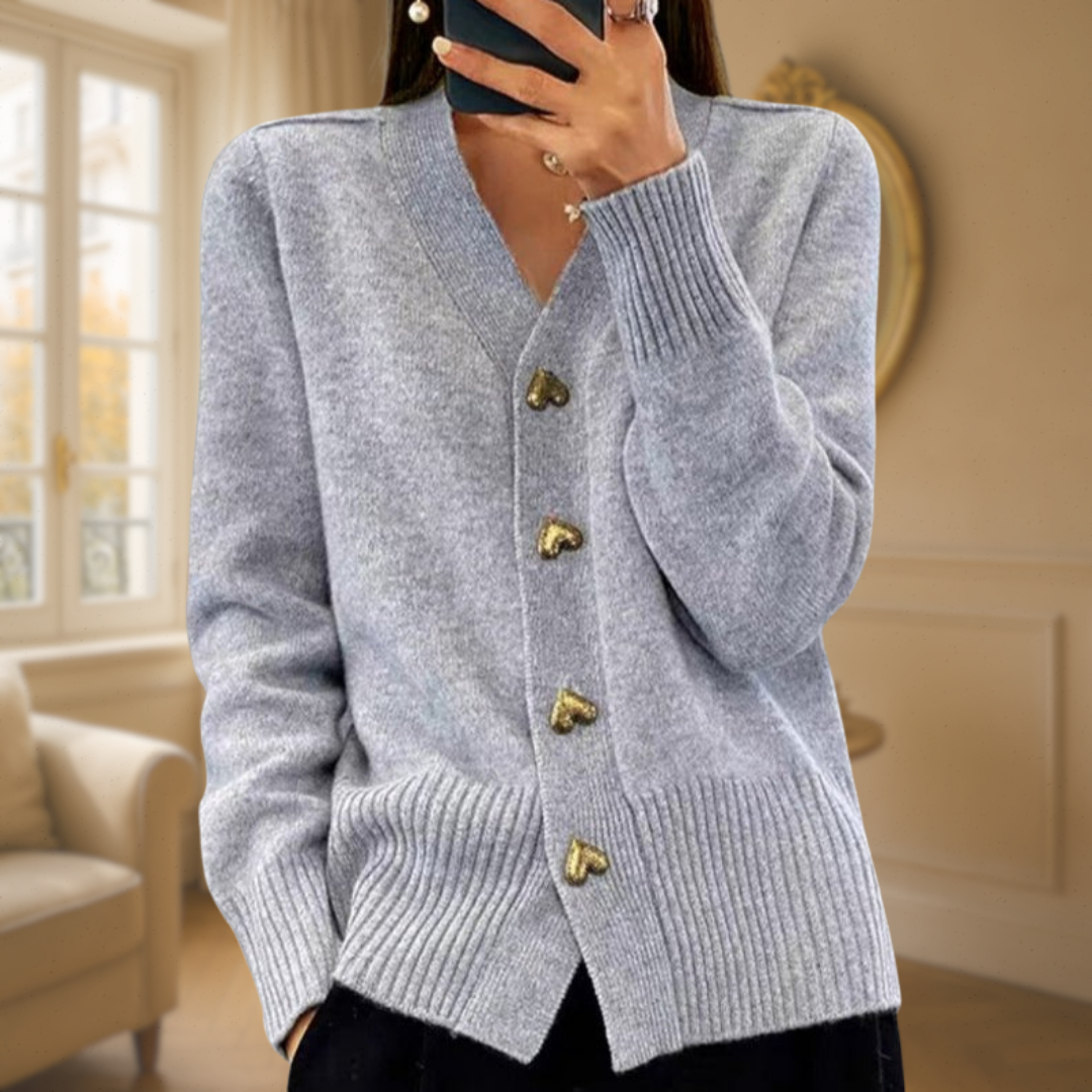 Éliane | Cardigan Élégant à Boutons Dorés