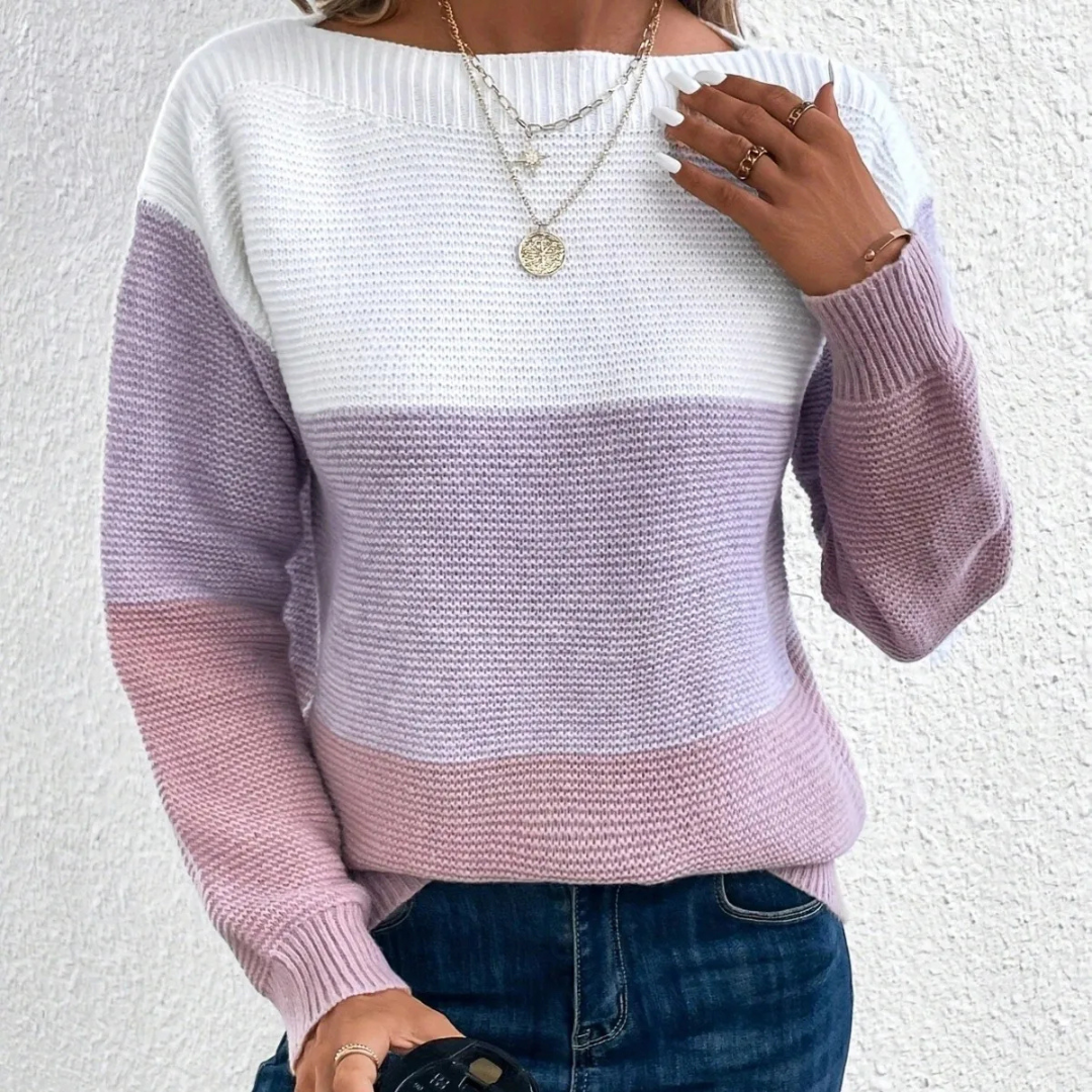 Lourdes | Pull élégant avec patchwork tricolore