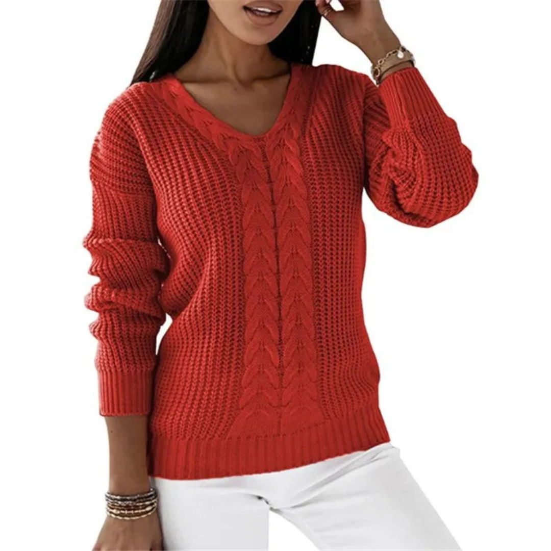 Noelia | Pull en maille vintage avec décolleté en V