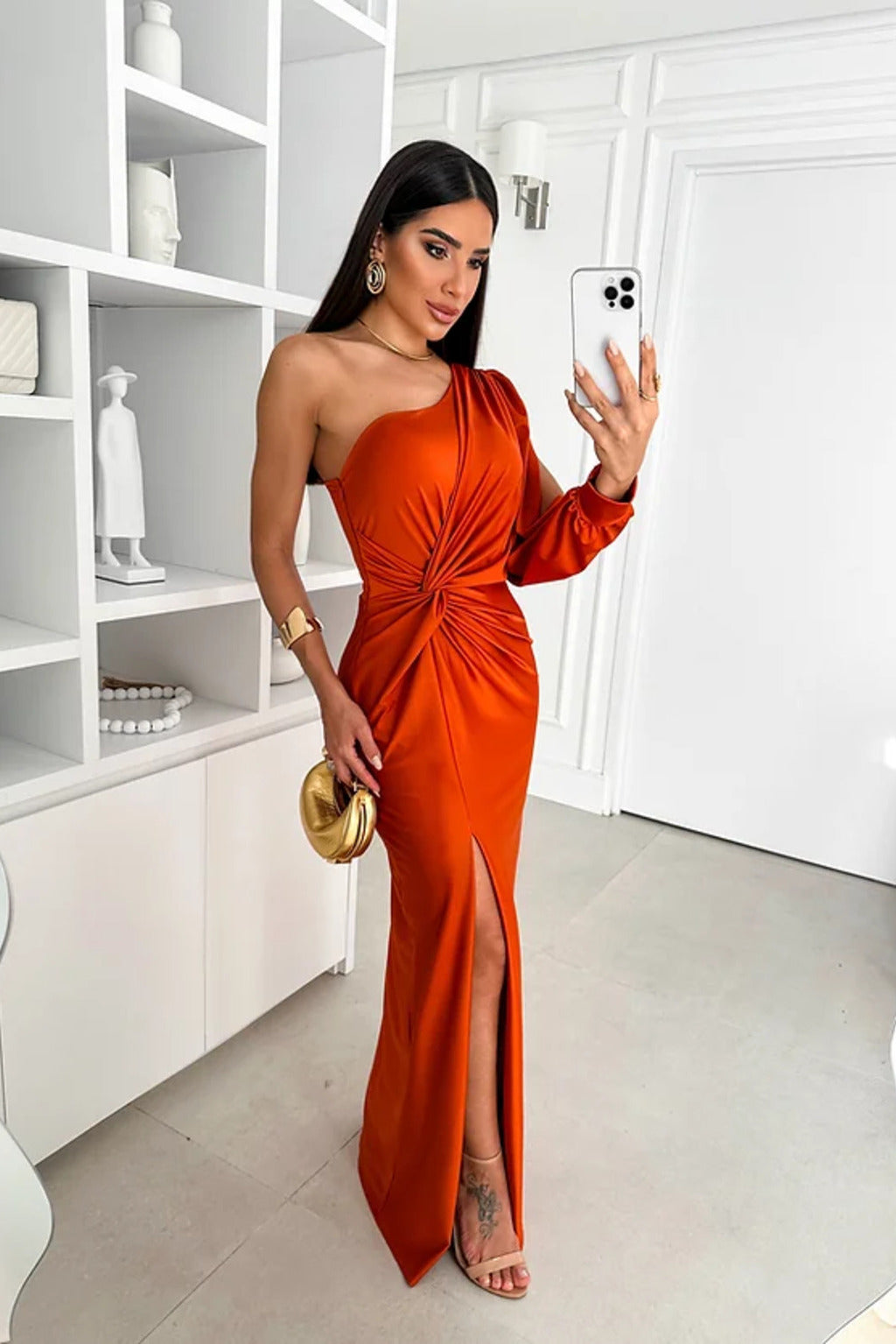 Araceli | Robe satinée à une manche