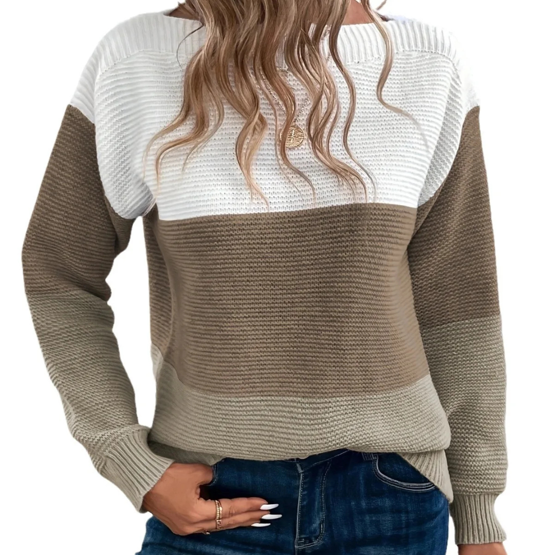 Lourdes | Pull élégant avec patchwork tricolore
