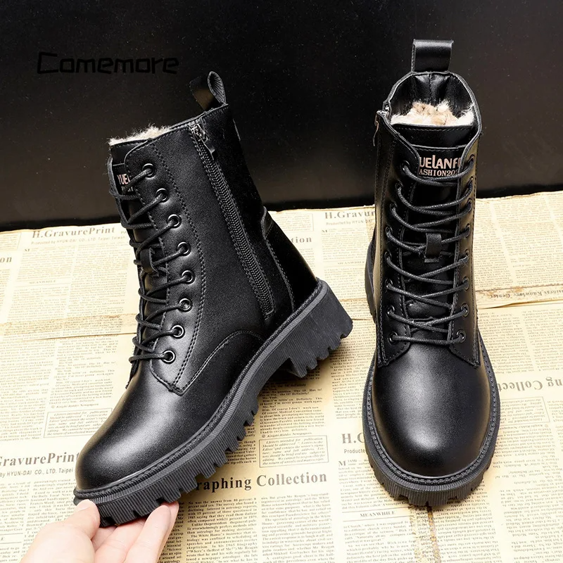 Inés | Bottes d'hiver en cuir noir