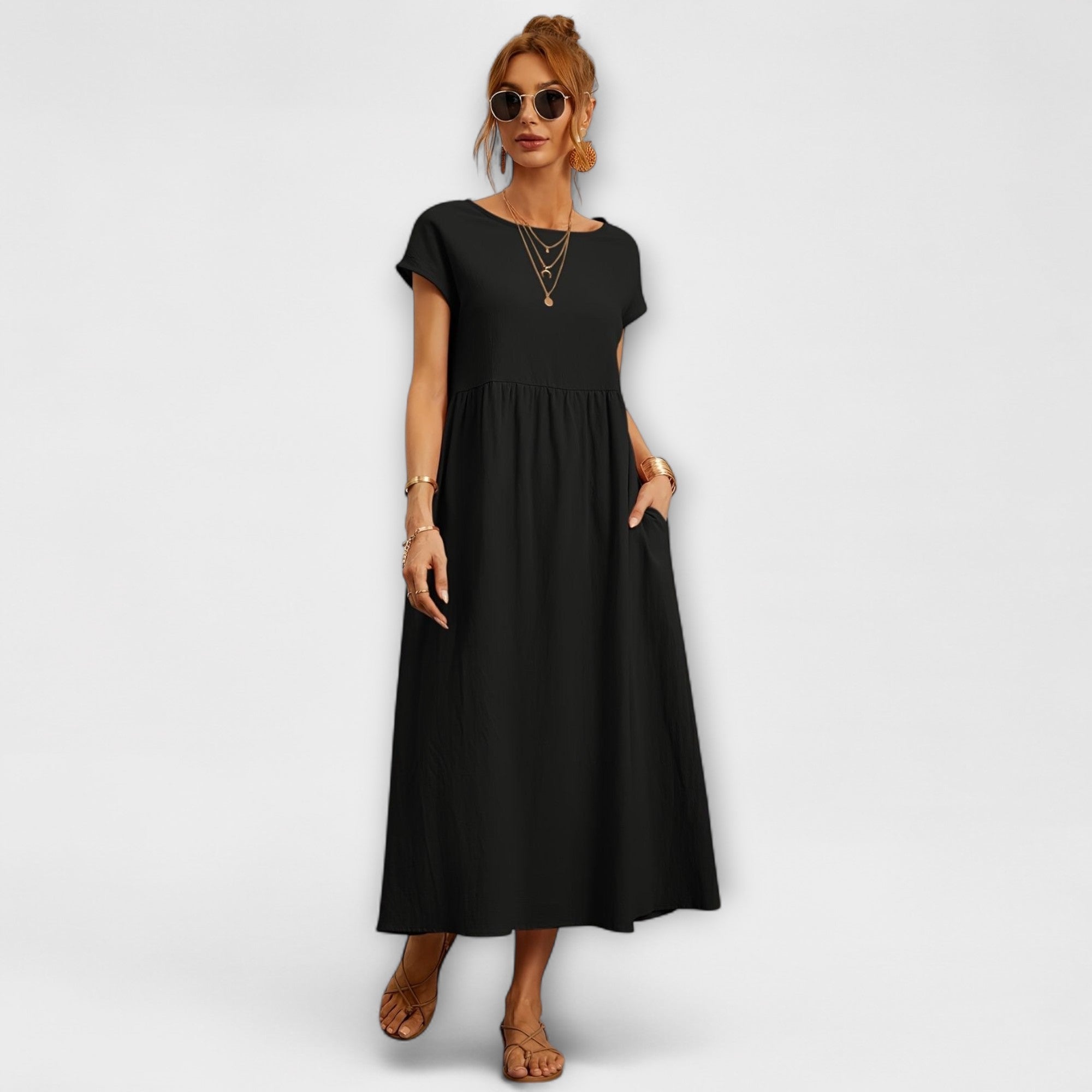 Magnolia | Robe midi avec poches et coupe décontractée