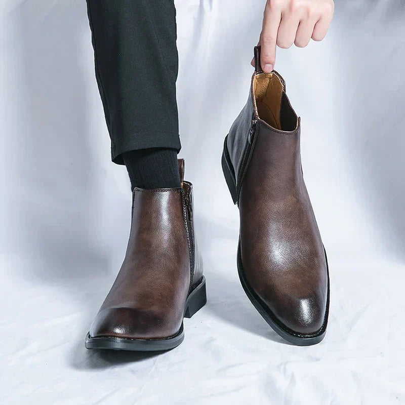 Carlos | Bottes en cuir Chelsea avec fermeture éclair