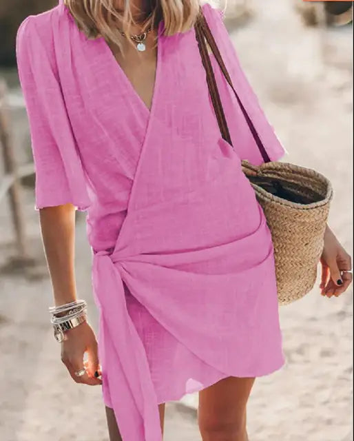 Angelin | Robe en lin à décolleté en V