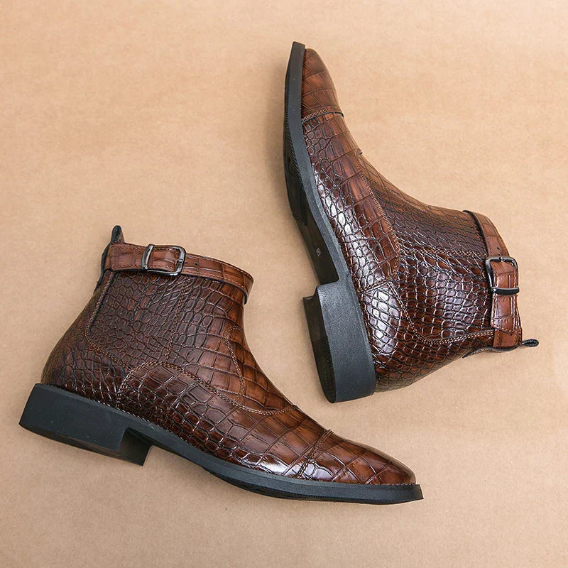 Massimo | Bottines homme à motif crocodile
