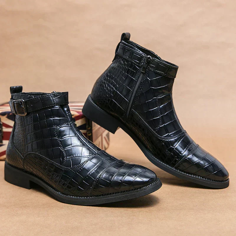 Massimo | Bottines homme à motif crocodile