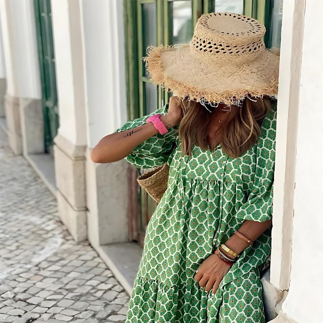 Luzia | Robe midi fraîche avec imprimé ethnique