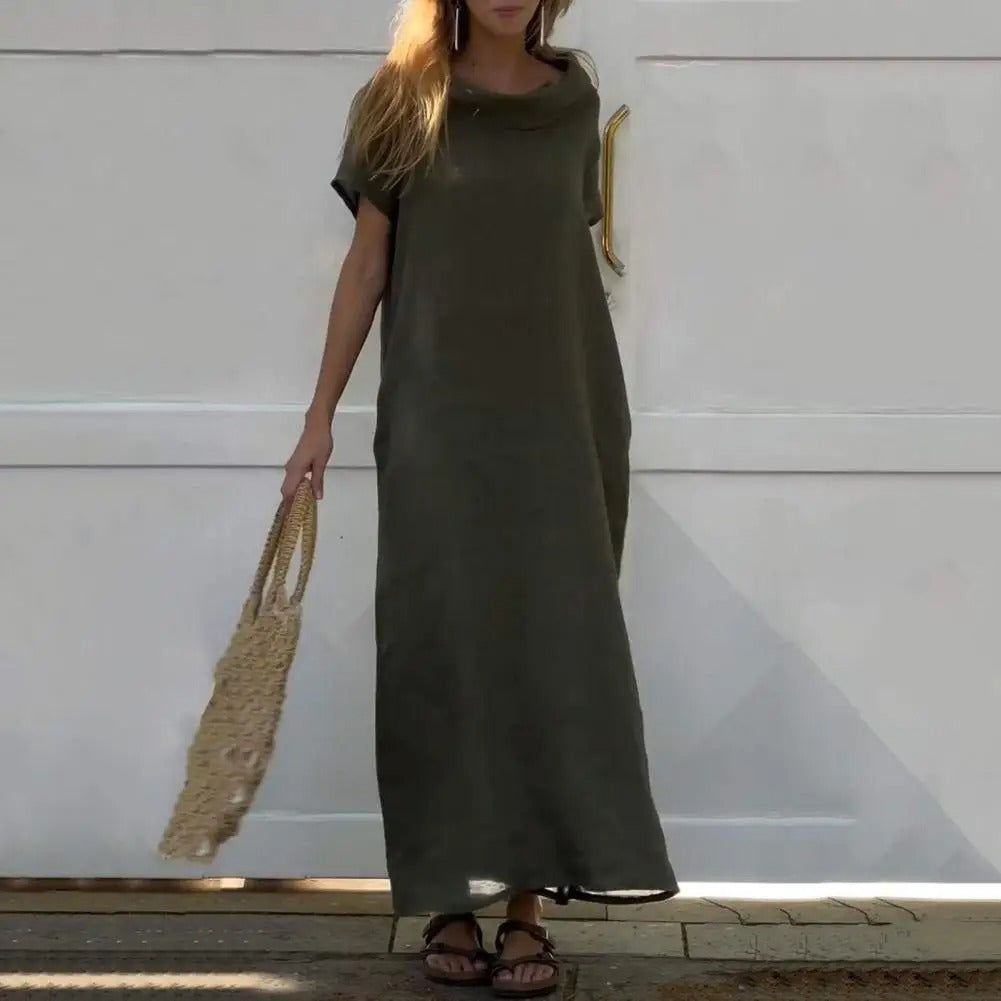 Iona | Robe en effet de lin avec col élégant