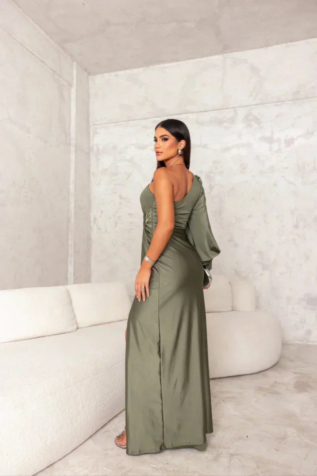 Araceli | Robe satinée à une manche