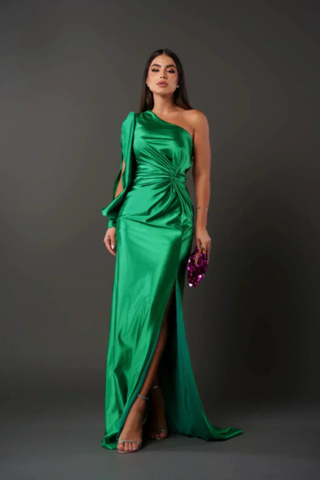Araceli | Robe satinée à une manche