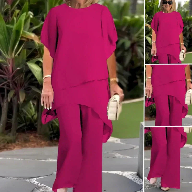 Herlene | Ensemble de haut et pantalons irréguliers élégants