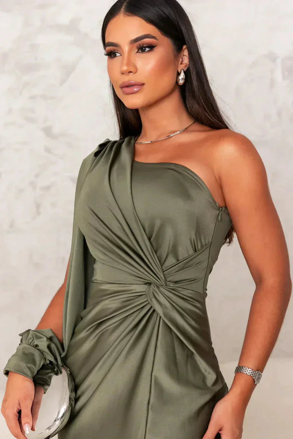 Araceli | Robe satinée à une manche