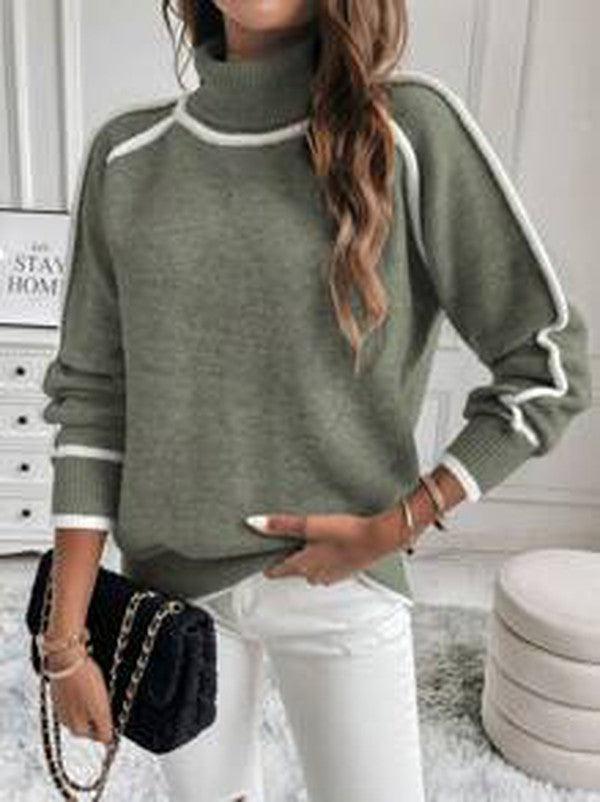 Mia | Pull à col roulé à rayures élégant
