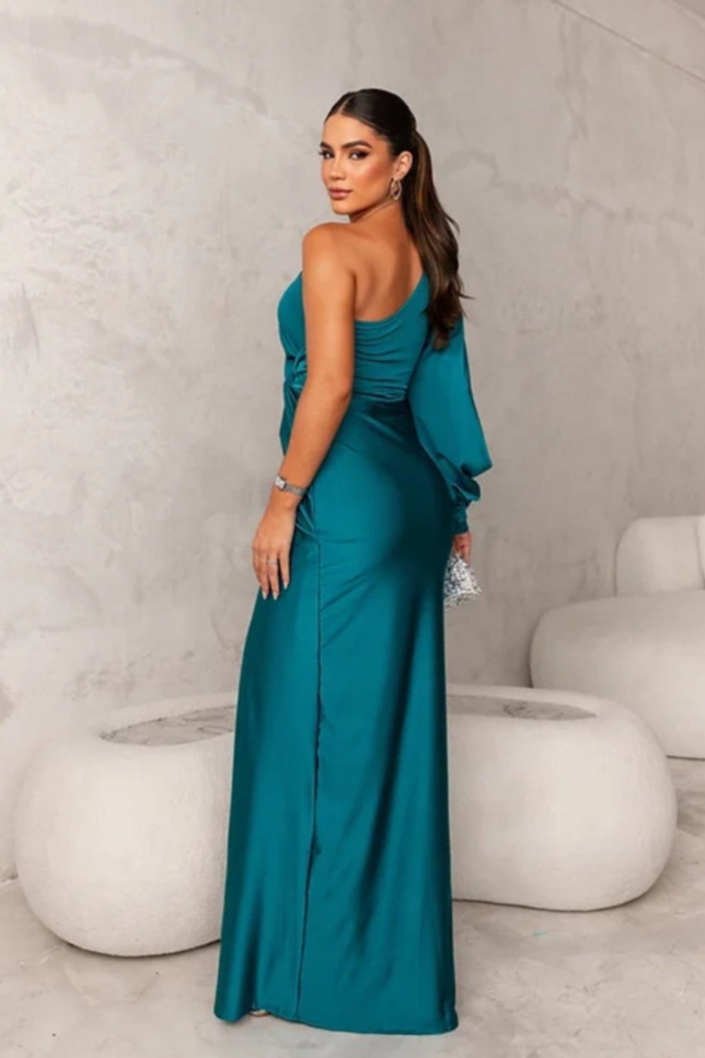 Araceli | Robe satinée à une manche