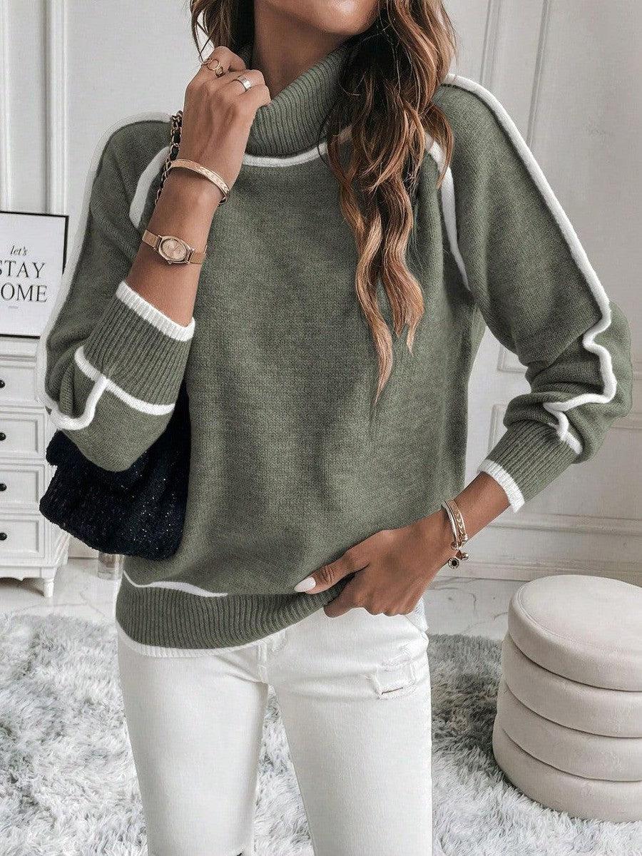 Mia | Pull à col roulé à rayures élégant