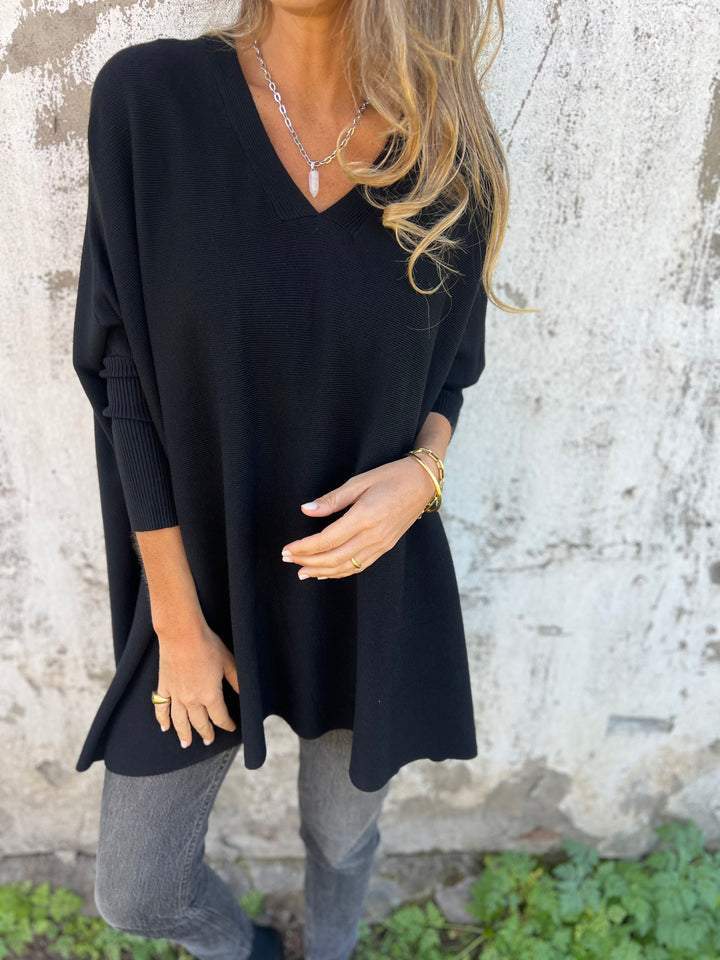 Céline | Veste en grosse maille avec col en V et doublure chaude