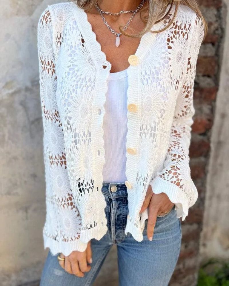Nalie | Cardigan à boutons en dentelle au crochet