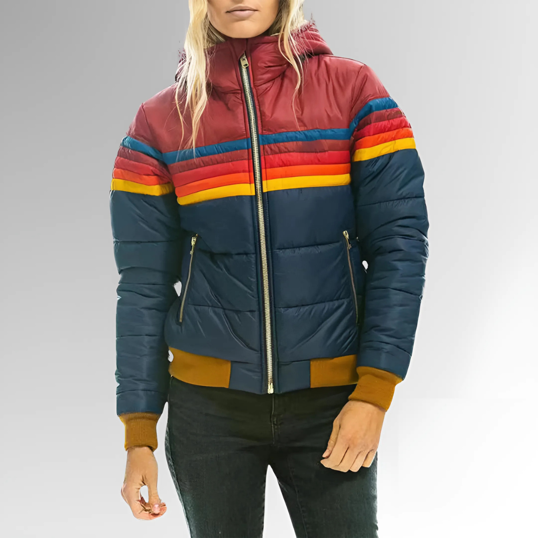 Tessa | Veste à fermeture éclair et rayures arc-en-ciel