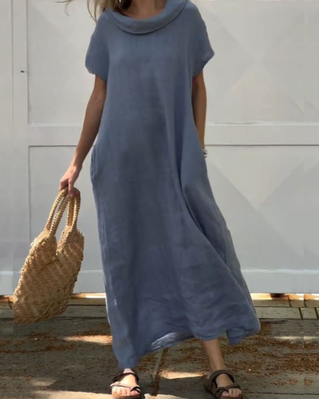 Iona | Robe en effet de lin avec col élégant