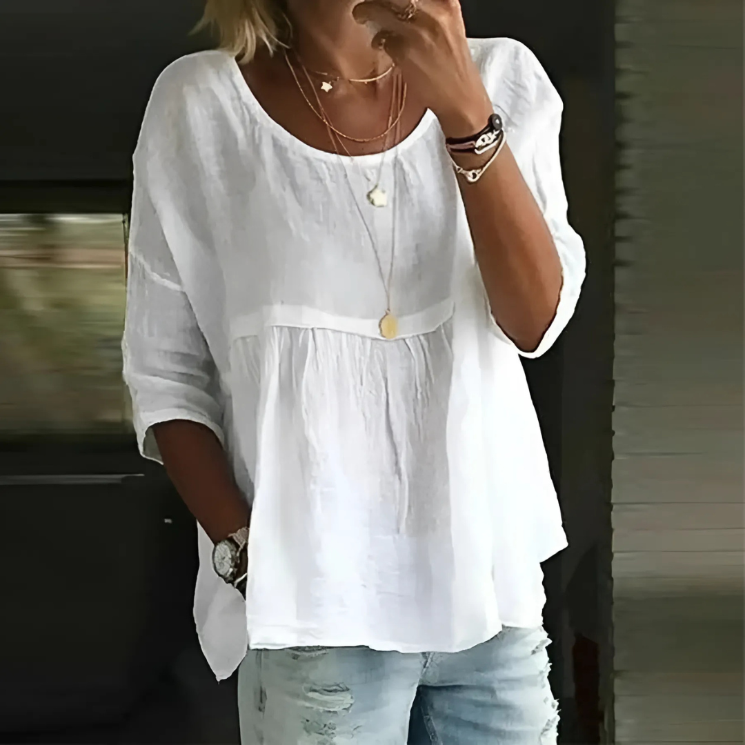 Bianca | Blouse ample en coton et lin