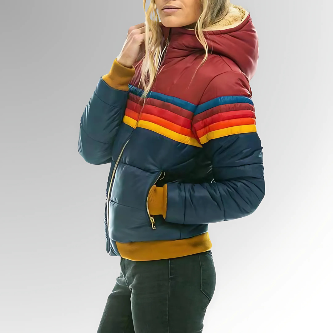 Tessa | Veste à fermeture éclair et rayures arc-en-ciel