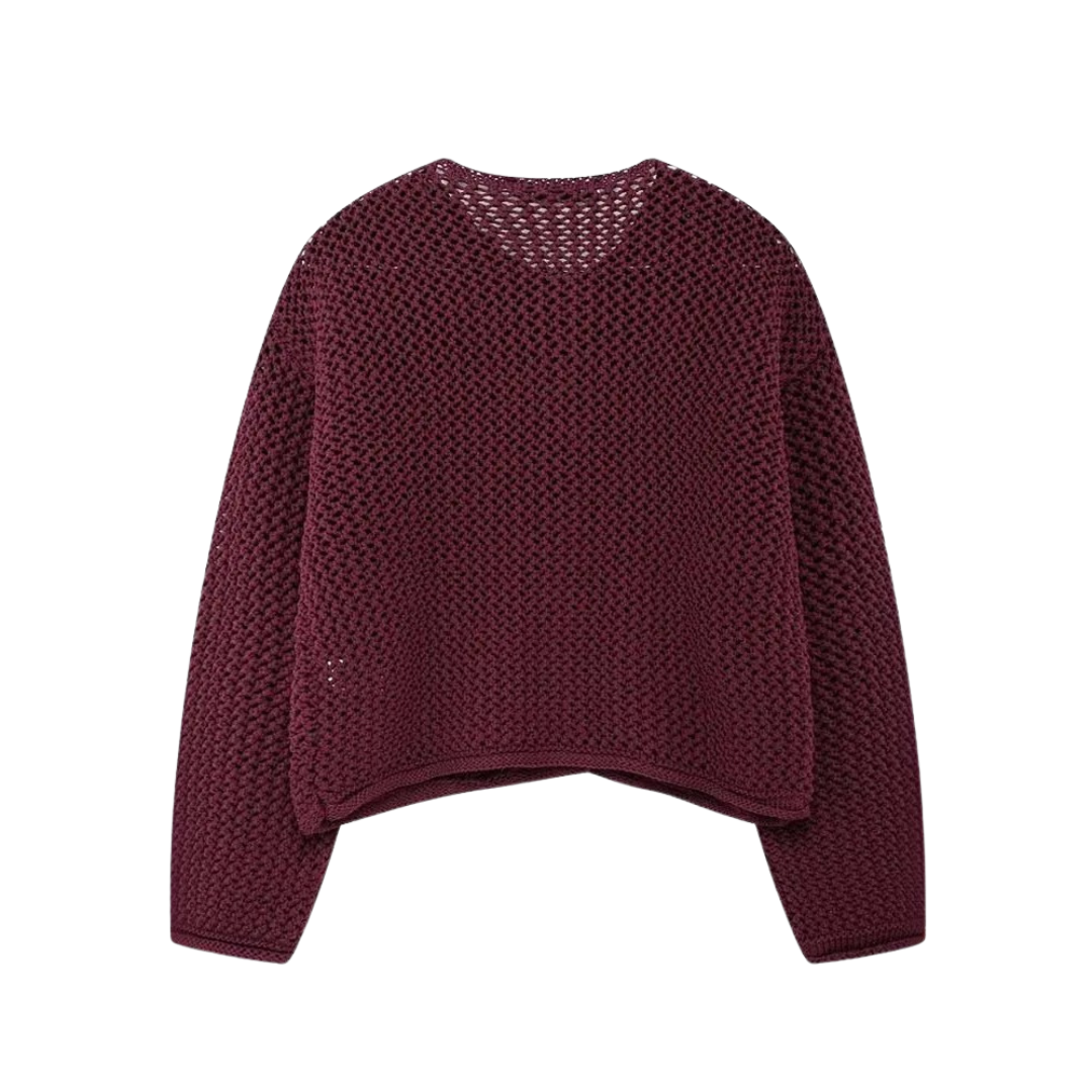 Violette | Veste en maille avec boutons dorés