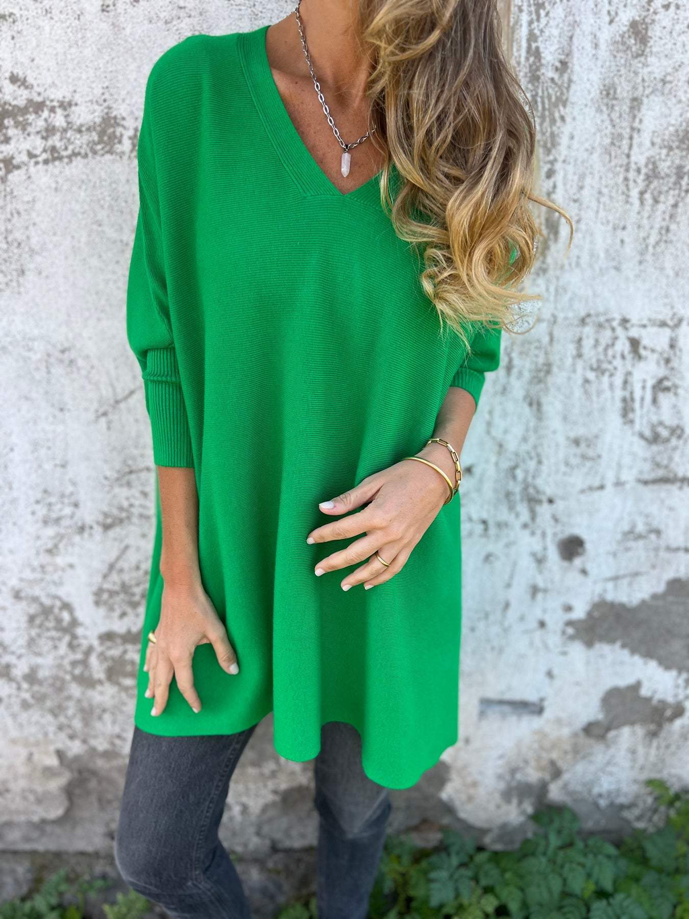 Céline | Veste en grosse maille avec col en V et doublure chaude