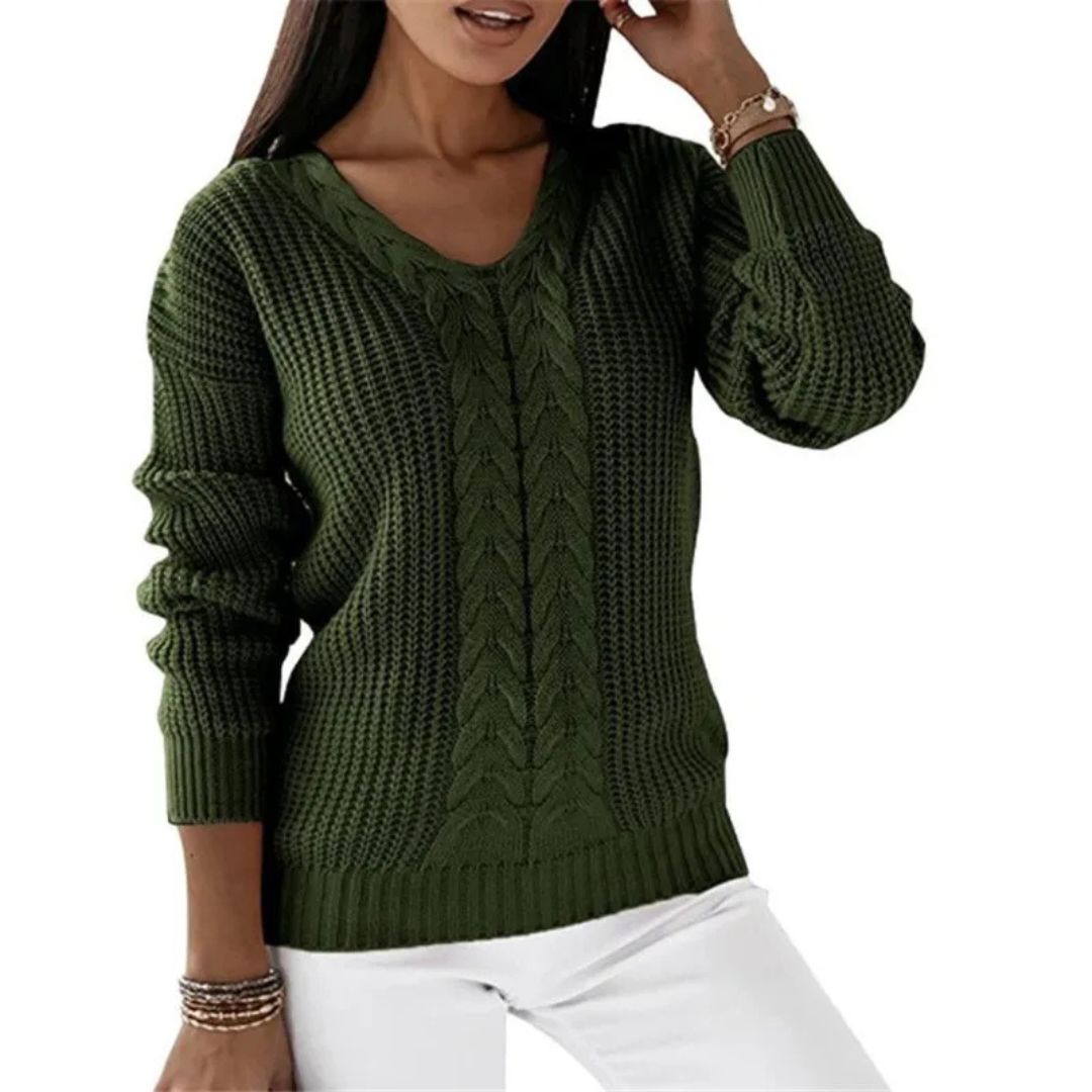 Gisela | Pull en tricot vintage avec décolleté en V