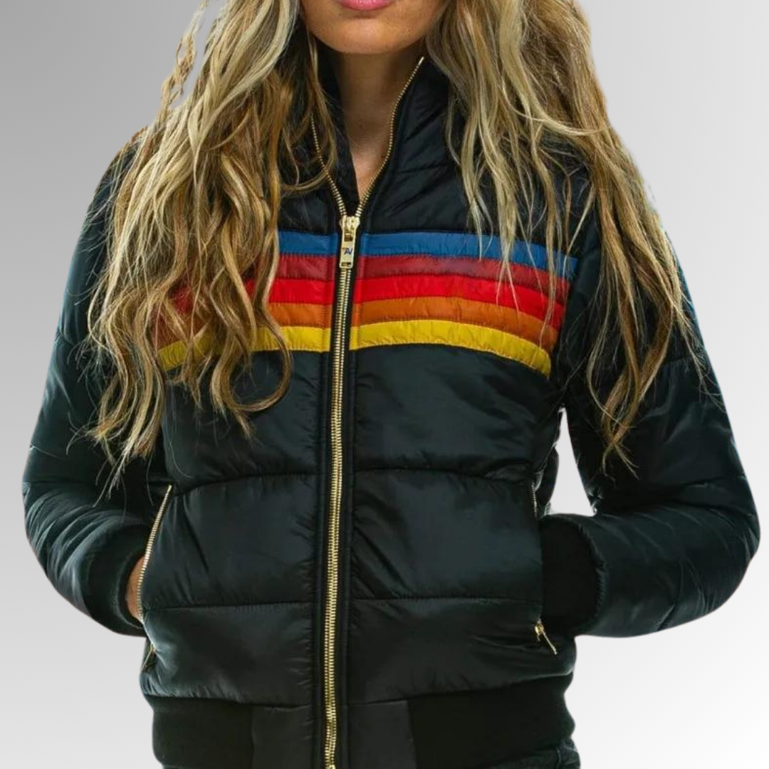 Tessa | Veste à fermeture éclair et rayures arc-en-ciel