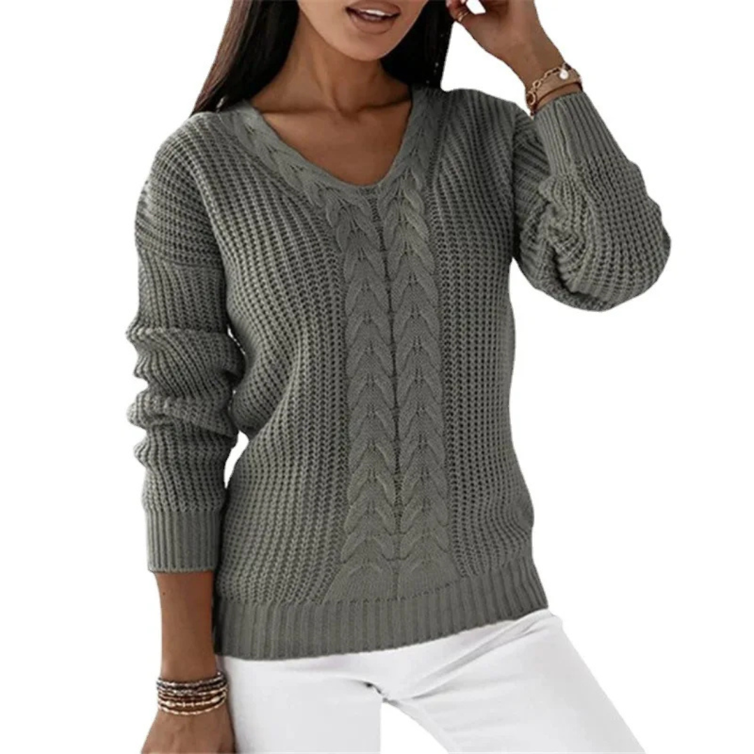 Noelia | Pull en maille vintage avec décolleté en V