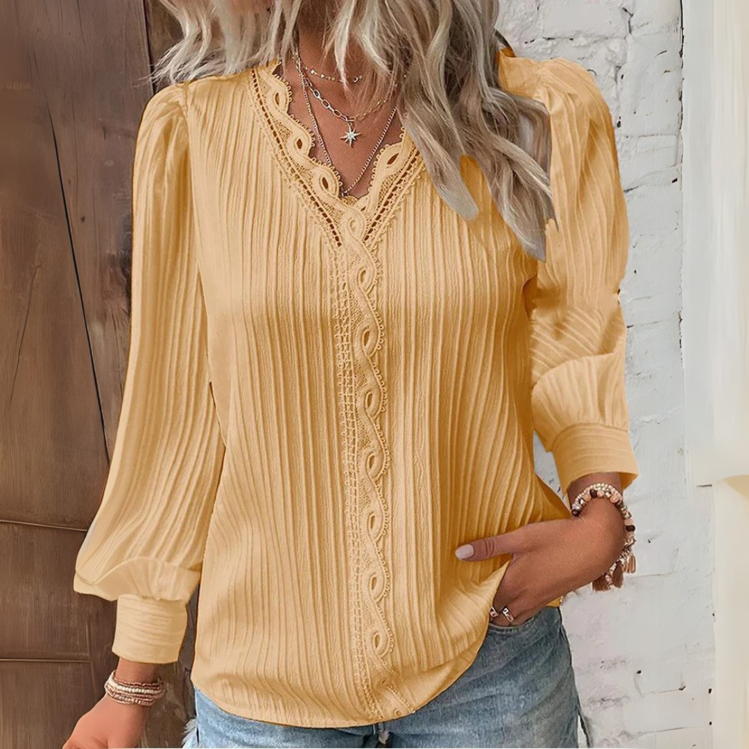 Melinda | Blouse en mousseline avec détails en dentelle