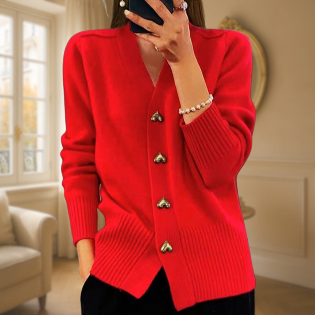 Éliane | Cardigan Élégant à Boutons Dorés