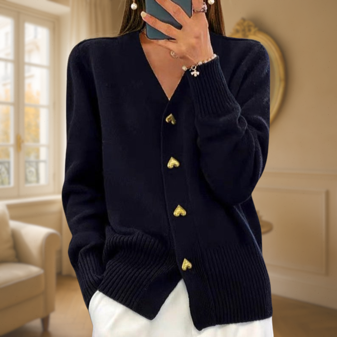 Éliane | Cardigan Élégant à Boutons Dorés