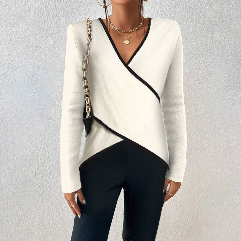 Erika | Pull pour femme de couleur ivoire avec décolleté en V