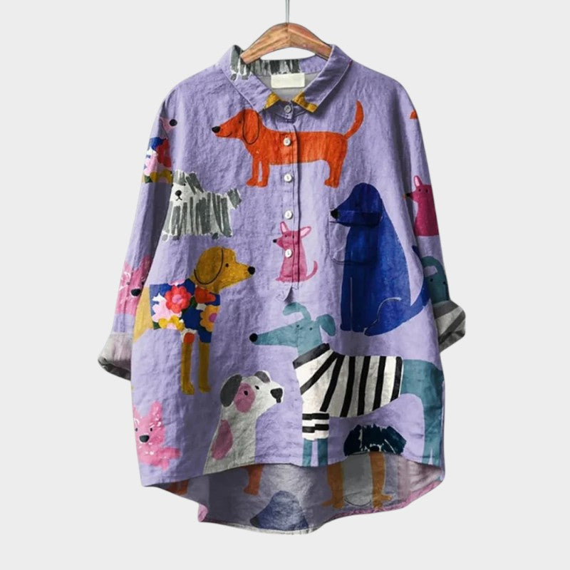 Poppy | Blouse à imprimé de chien joueur