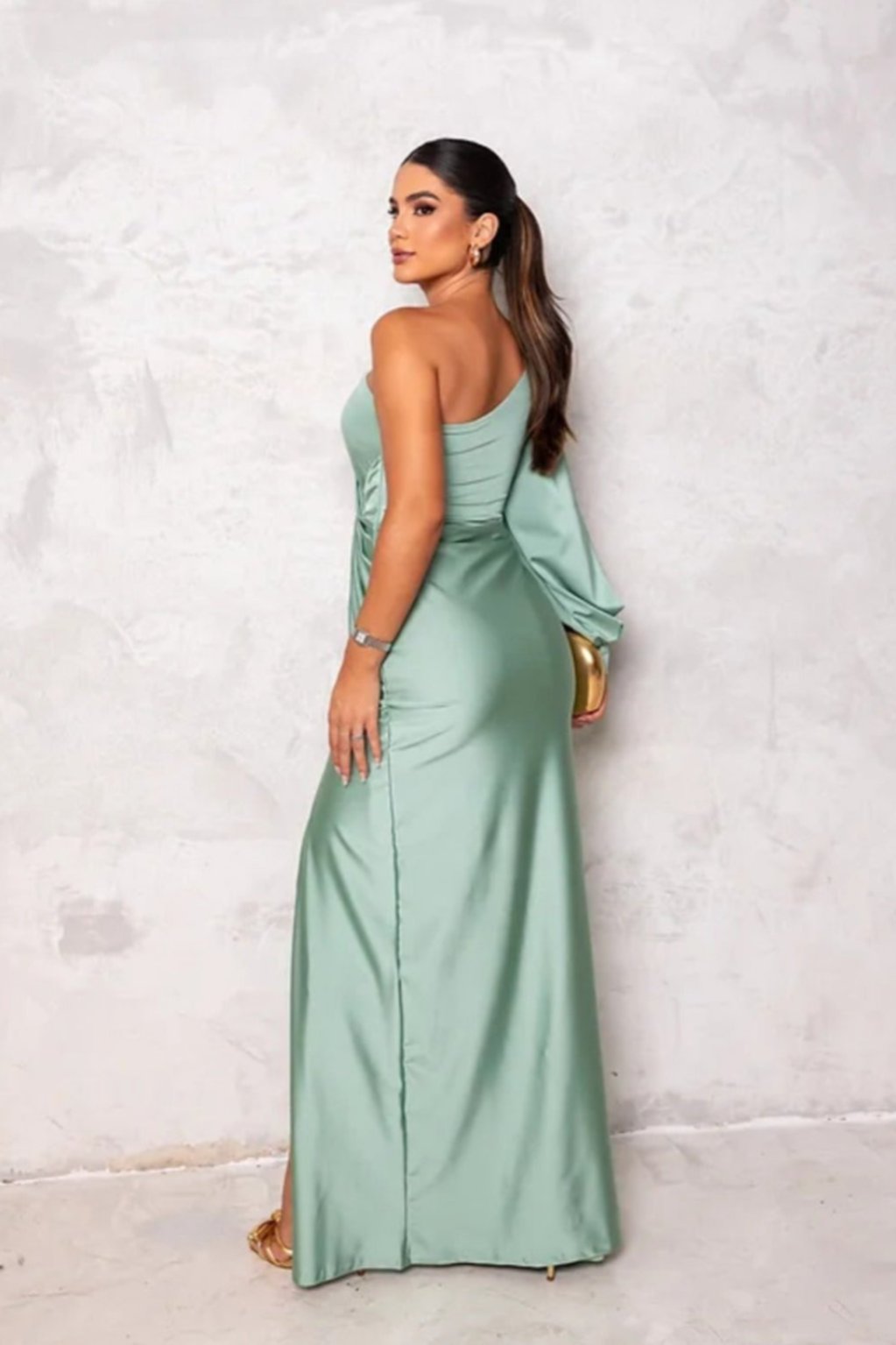 Araceli | Robe satinée à une manche