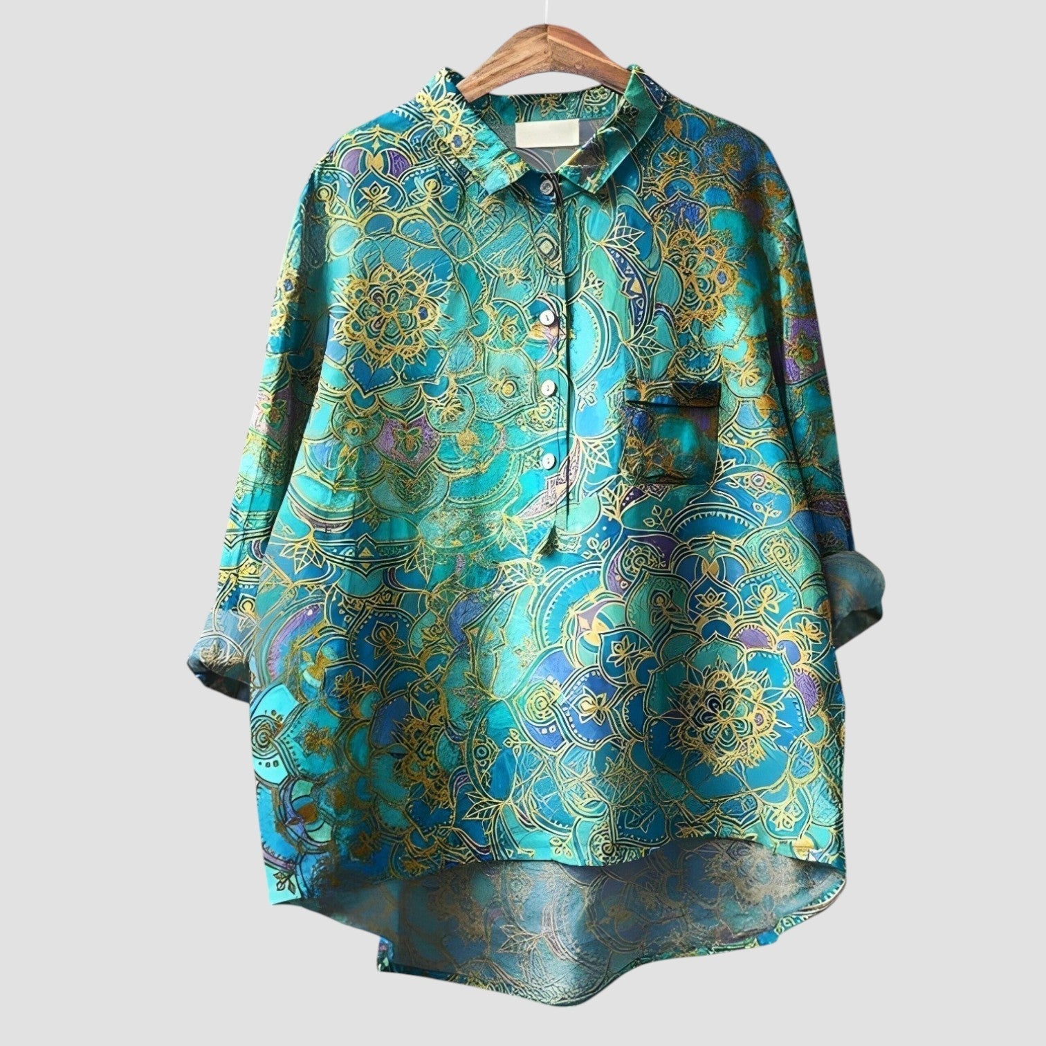 Camilla | Chemise oversize à motif mandala doré