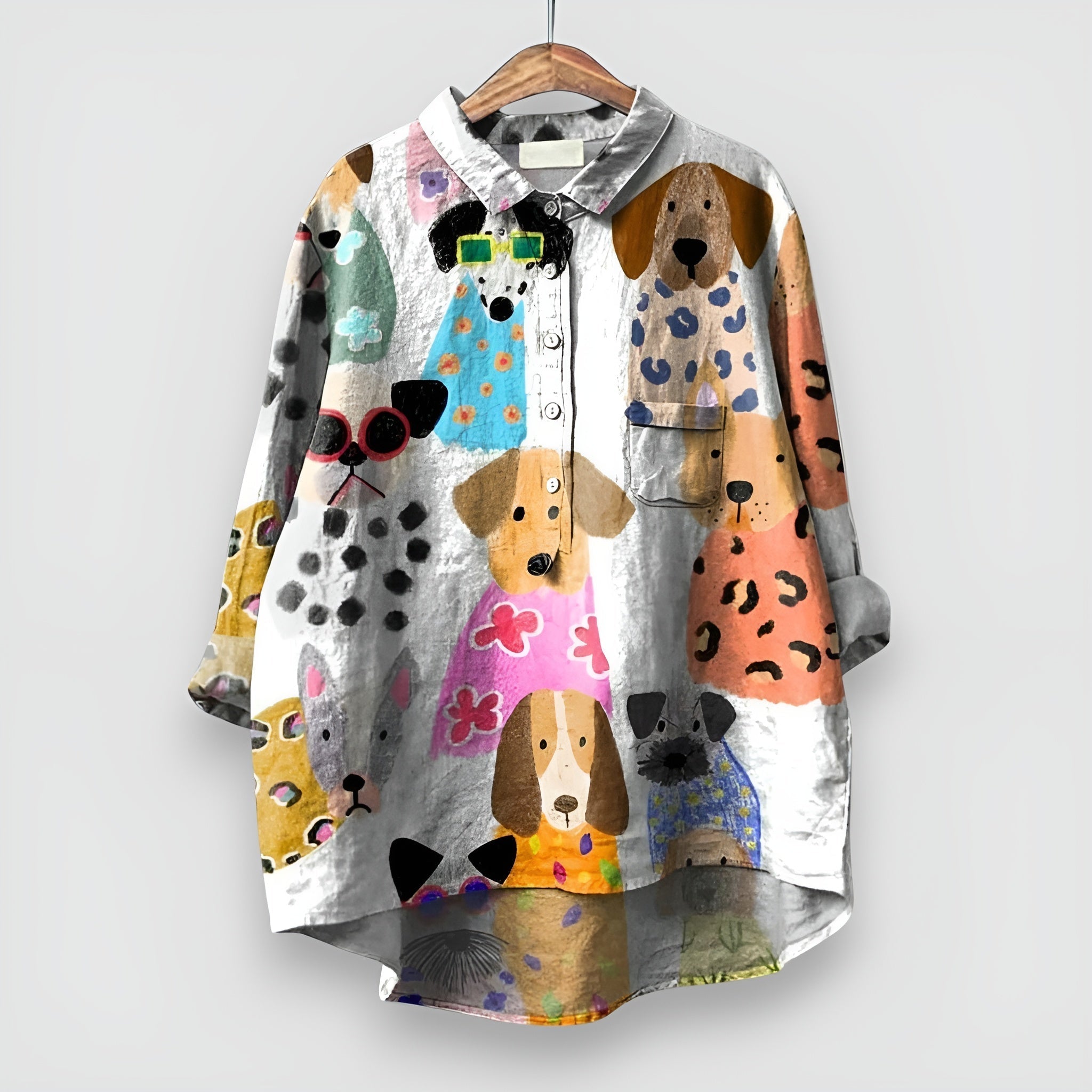 Elvira | Chemise oversize avec imprimé de chiens stylisés