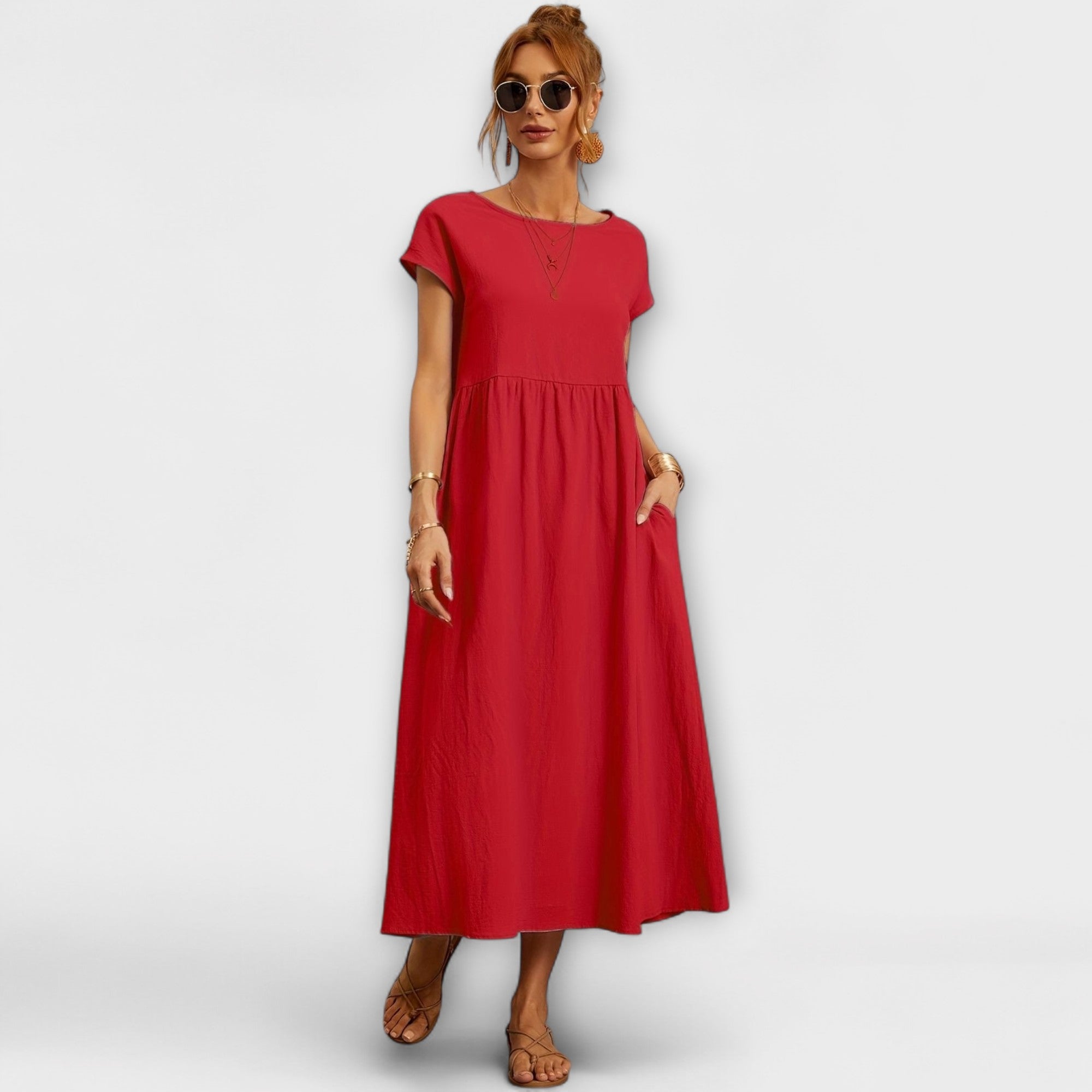 Magnolia | Robe midi avec poches et coupe décontractée