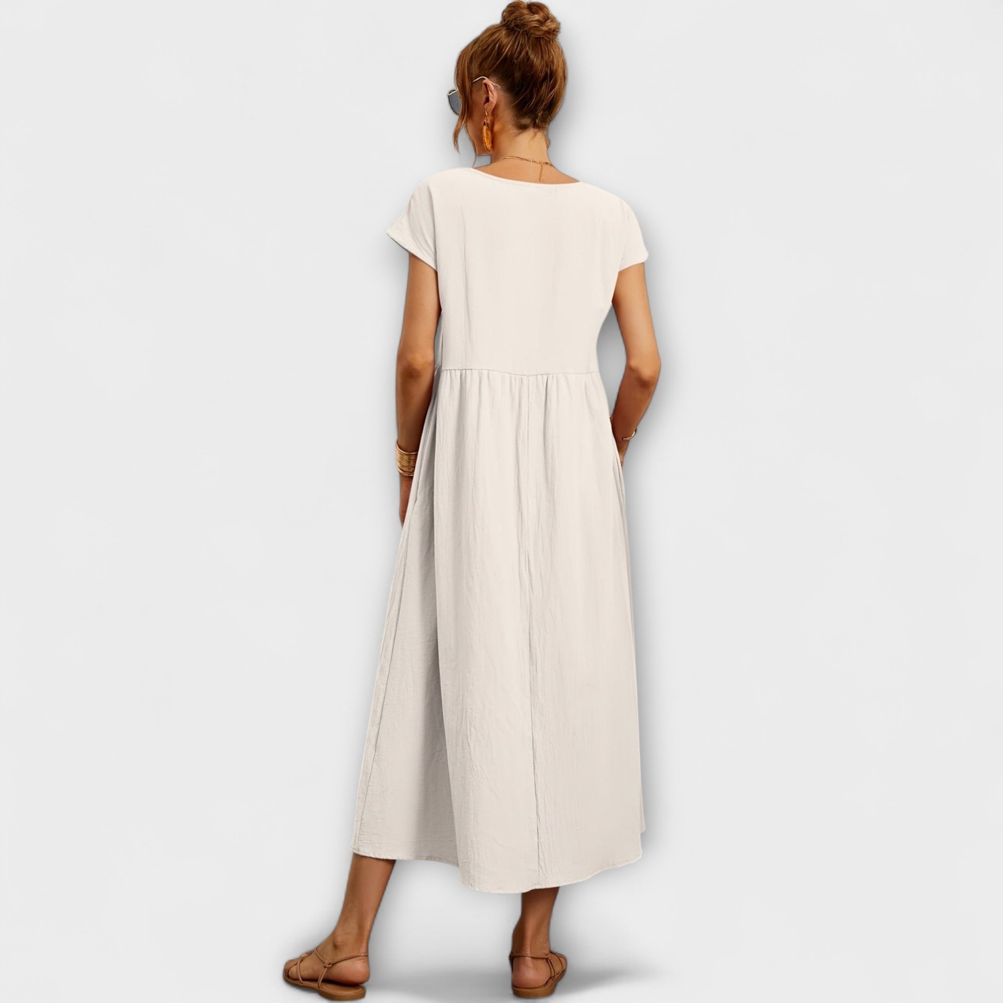 Magnolia | Robe midi en coton avec poches et coupe décontractée