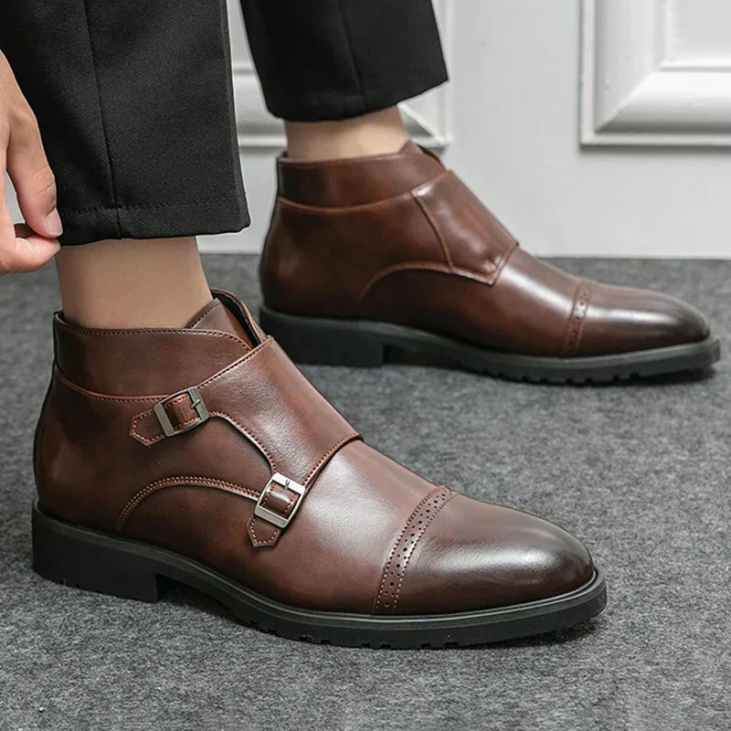 José | Bottine double monk en cuir avec boucles